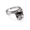 CHANTECLER Anello campanella cane piccolo in argento smalto nero e spinello nero ref. 38572