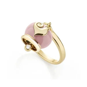 CHANTECLER Anello campanella micro in oro giallo e smalto rosa ref. 36616
