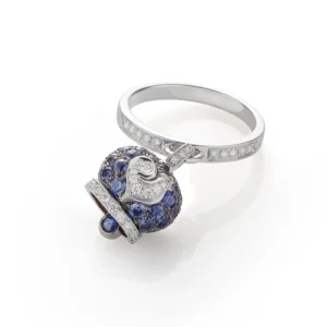 CHANTECLER Anello campanella piccolo in oro bianco zaffiri e diamanti ref. 37727