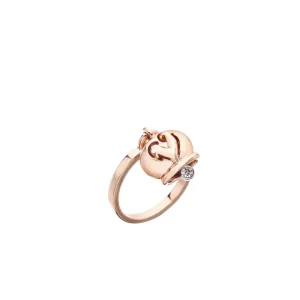 CHANTECLER Anello Campanelle in oro rosa e un diamante nel batacchio