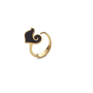 CHANTECLER Anello in argento dorato e smalto nero ref. 34467
