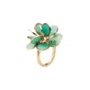 CHANTECLER Anello Paillettes in oro rosa e smalto verde acqua