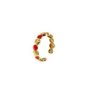 RUE DES MILLE ANELLO CONCHIGLIA SMALTO CORALLO ref. AE-AN-CON-C