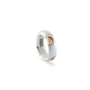 DAMIANI Anello in ceramica bianca oro rosa e diamante ref. 20087254