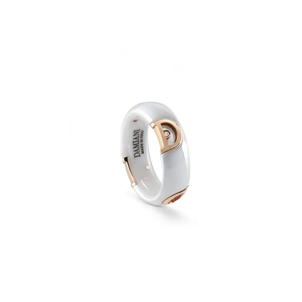 anello_damiani_in_ceramic_0.webp DAMIANI Anello in ceramica bianca oro rosa e diamante ref. 20087254