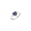 DONNA ORO ANELLO CUORE DELLA REGINA IN ORO BIANCO ZAFFIRI E DIAMANTI ref. DHAZ9254.004