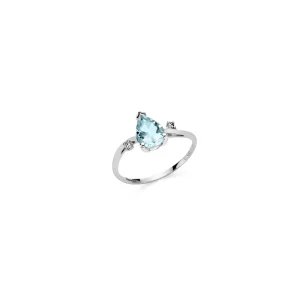 DONNA ORO ANELLO LUCE - ACQUAMARINA GOCCIA E DIAMANTI ref. DHAA7193.003
