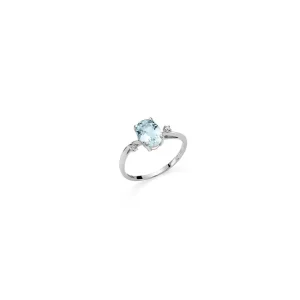 DONNA ORO ANELLO LUCE - ACQUAMARINA OVALE E DIAMANTI ref. DHAA7191.003