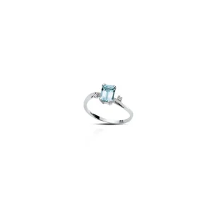 DONNA ORO ANELLO LUCE - ACQUAMARINA RETTANGOLARE E DIAMANTI ref. DHAA7192.003