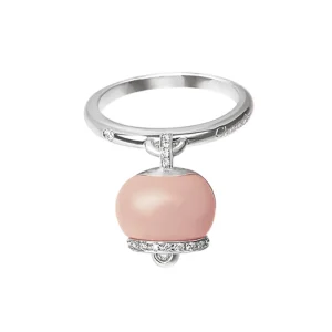 CHANTECLER Anello in oro bianco, Diamanti e corallo rosa