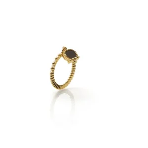 CHANTECLER Anello in oro giallo e Diamanti, con campanella in Onice e Diamante