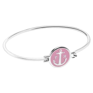 TOM HOPE bangle ottone placcato argento, chiusura smaltata rosa
