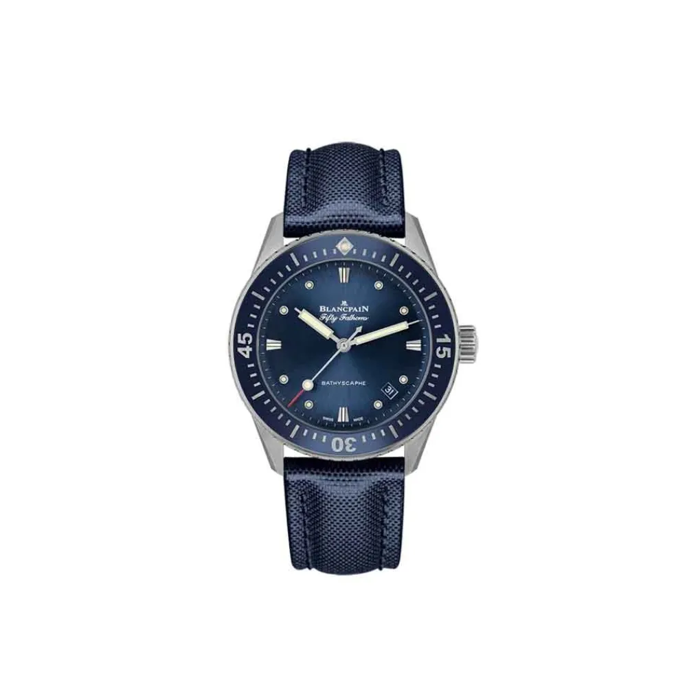 blancpain_fifty_fathoms_b_0-3.webp BLANCPAIN Fifty Fathoms Bathyscaphe 5100 1140 O52A subacqueo moderno passione professionalitàacciaio ceramica Liquidmetal tela vela ultra-slim