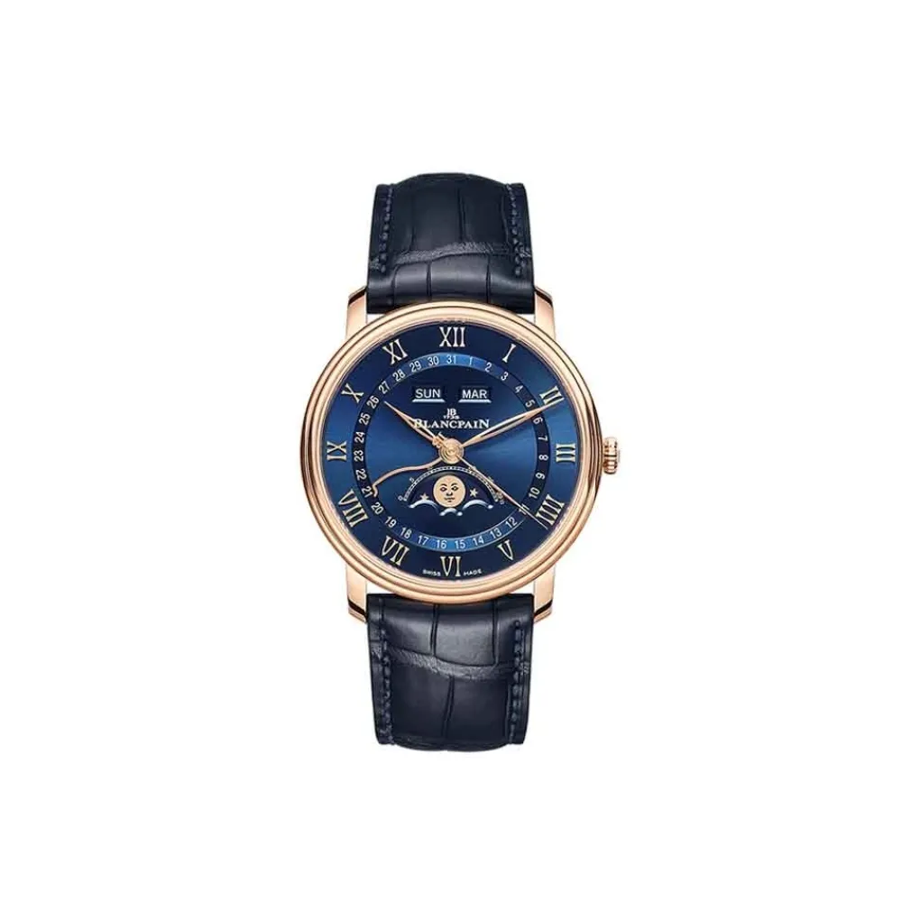 blancpain_villeret_quanti_0-5.webp BLANCPAIN Villeret Quantieme Complet 6654 3640 55B eleganza tradizione purezza chiarezza finezza luna cicli lunarioro rosso blu alligatore alzavel