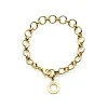 CHANTECLER Bracciale a maglie tonde in oro giallo con pendente logo