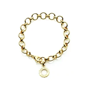 CHANTECLER Bracciale a maglie tonde in oro giallo con pendente logo