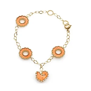 CHANTECLER Bracciale in oro giallo corallo salmone e diamanti ref. 37019