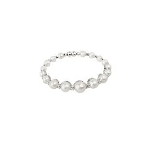 CHANTECLER BRACCIALE IN PERLE FRESHWATER ORO BIANCO E DIAMANTI - CHERIE ref. 32873