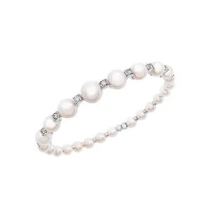 CHANTECLER Bracciale Cherie in oro bianco 18Kt, diamanti e perle freshwater ref. 42327