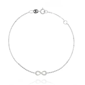 FACCO BRACCIALE  colore Bianco con zirconi Simbolo:  INFINITO "Il sentimento che non conosce fine"