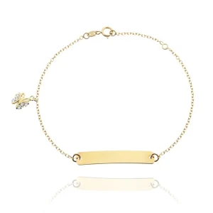 FACCO BRACCIALE  colore Giallo con zirconi. Simbolo:  FARFALLA "La curiosit? di esplorare il Mondo"