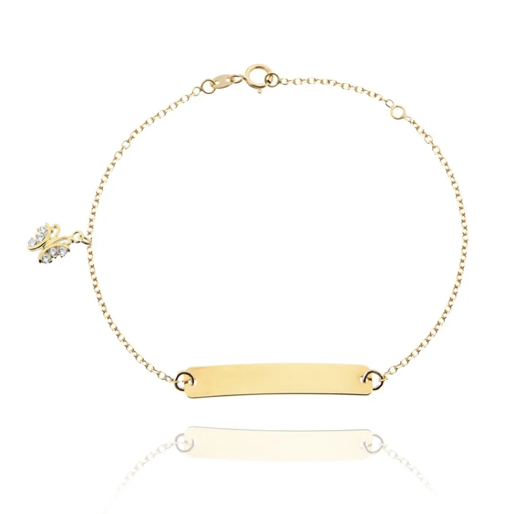 FACCO BRACCIALE  colore Giallo con zirconi. Simbolo:  FARFALLA "La curiosit? di esplorare il Mondo"