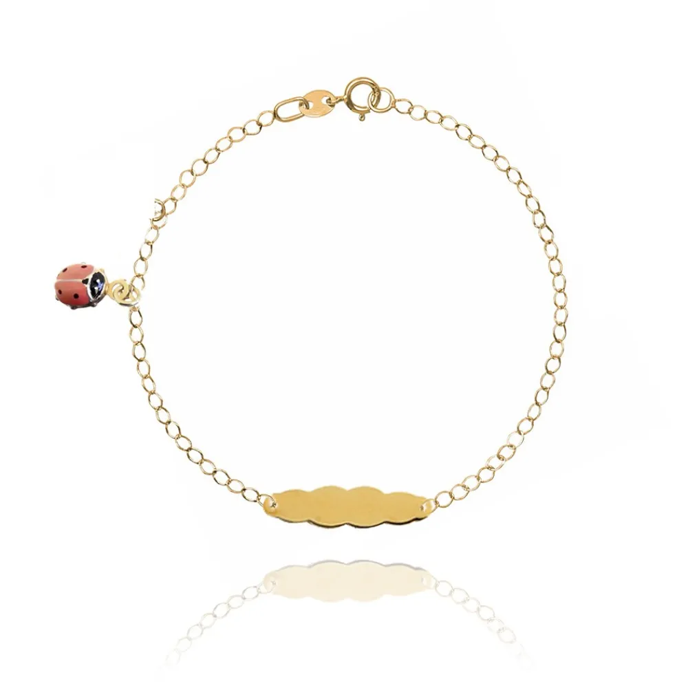 FACCO BRACCIALE  colore Giallo, smalto dipinto a mano da Maestri Orafi,?brevettato?e anallergico. Simbolo:  COCCINELLA "Porta la Fortuna sempre con te"