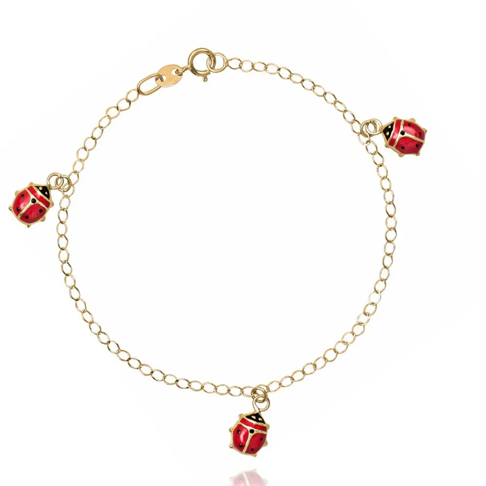 FACCO BRACCIALE  colore Giallo, smalto dipinto a mano da Maestri Orafi,?brevettato?e anallergico. Simbolo:  COCCINELLA "La fortuna arriva inaspettata"