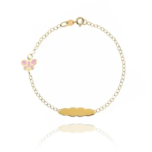 FACCO BRACCIALE  colore Giallo, smalto dipinto a mano da Maestri Orafi,?brevettato?e anallergico. Simbolo: FARFALLA "La curiosit? di esplorare il Mondo"