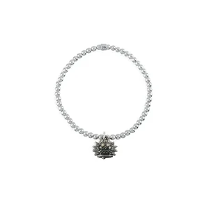 CHANTECLER Bracciale elastico con campanella riccio micro in argento e diamanti ref. 39022 L