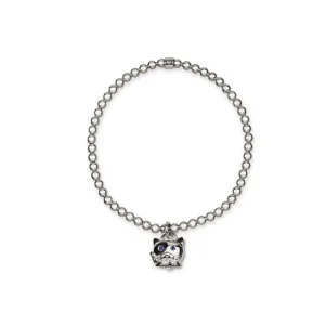 CHANTECLER Bracciale elastico con ciondolo gatto micro in argento smalto e zaffiri ref. 38581 M