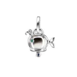 CHANTECLER Ciondolo campanella balena medio in argento smeraldo e zaffiro ref. 31118