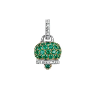 CHANTECLER Ciondolo campanella medio in oro diamanti e smeraldi ref. 17747