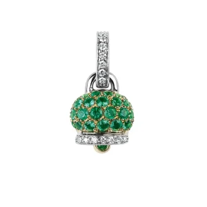 CHANTECLER Ciondolo campanella piccolo in oro diamanti e smeraldi ref. 26828