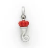 CHANTECLER Ciondolo cornetto mini in argento e testa in smalto rosso perlato
