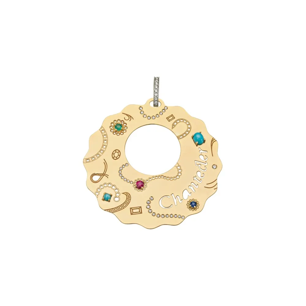 ciondolo_maxi_in_oro_gial_0.webp CHANTECLER Ciondolo maxi in oro giallo 9 kt con turchese, zaffiri, rubini, smeraldi e Diamanti