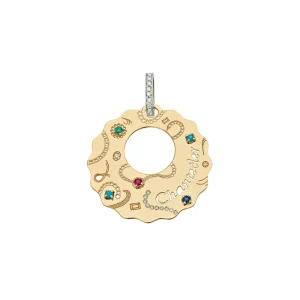 CHANTECLER Ciondolo medio in oro giallo 9 kt con turchese, zaffiri, rubini, smeraldi e Diamanti