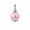 CHANTECLER Ciondolo micro Campanella double face in argento e smalto rosa perlato, con farfalla sul retro