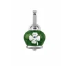 CHANTECLER Ciondolo micro Campanella double face in argento e smalto verde perlato, con quadrifoglio sul retro