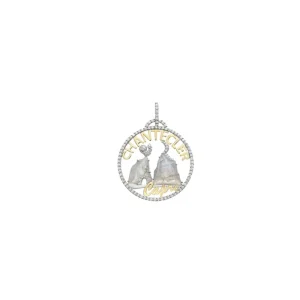 CHANTECLER CIONDOLO MOONLIGHT IN ORO BIANCO E GIALLO LABRADORITE E DIAMANTI - LOGO ref. 40250