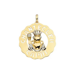 CHANTECLER Ciondolo principe ranocchio grande in oro e diamanti ref.24120