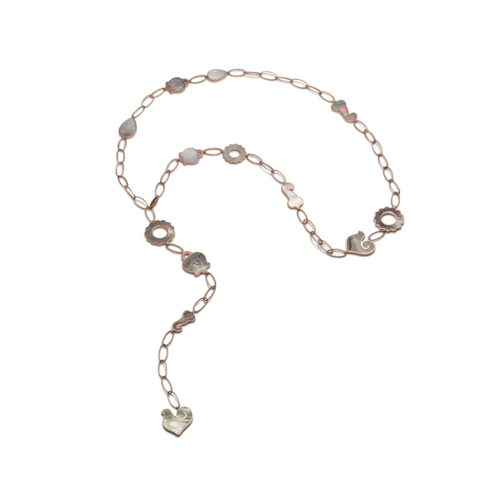 collana_chantecler_anima__0.webp CHANTECLER Collana Anima lunga (1 metro) in oro rosa, con 13 elementi in madreperla grigia e diamanti