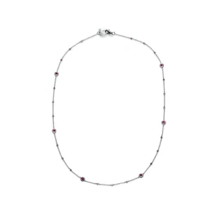 CHANTECLER Collana Capri oro bianco, diamanti bianchi e rubini