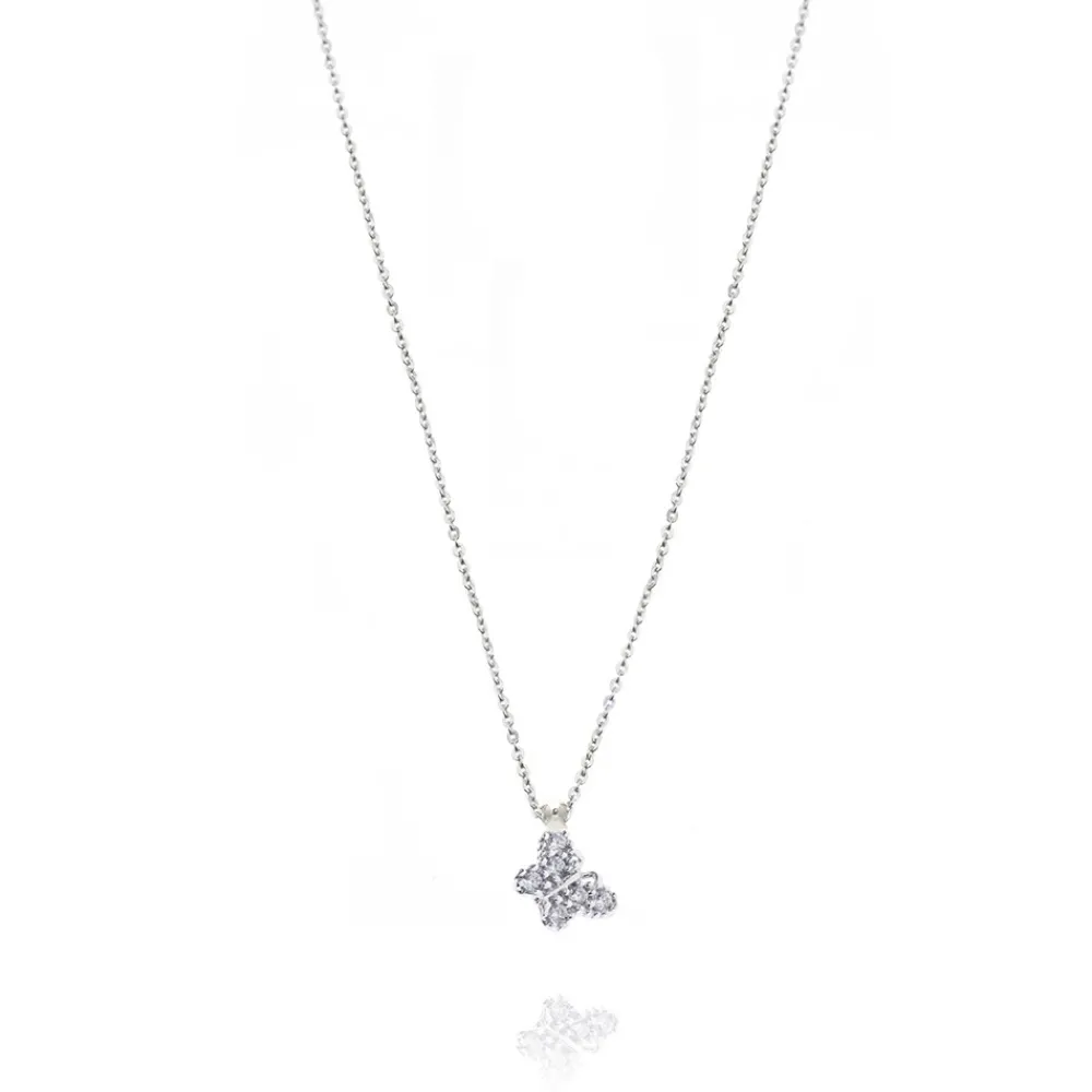 FACCO COLLANA  colore Bianco con zirconi Simbolo:  FARFALLA "Per chi vive con gioia"