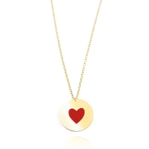 FACCO COLLANA  colore Giallo, smalto dipinto a mano da Maestri Orafi,?brevettato?e anallergico. Simbolo:  CUORE "La dolcezza racchiusa nel Cuore"
