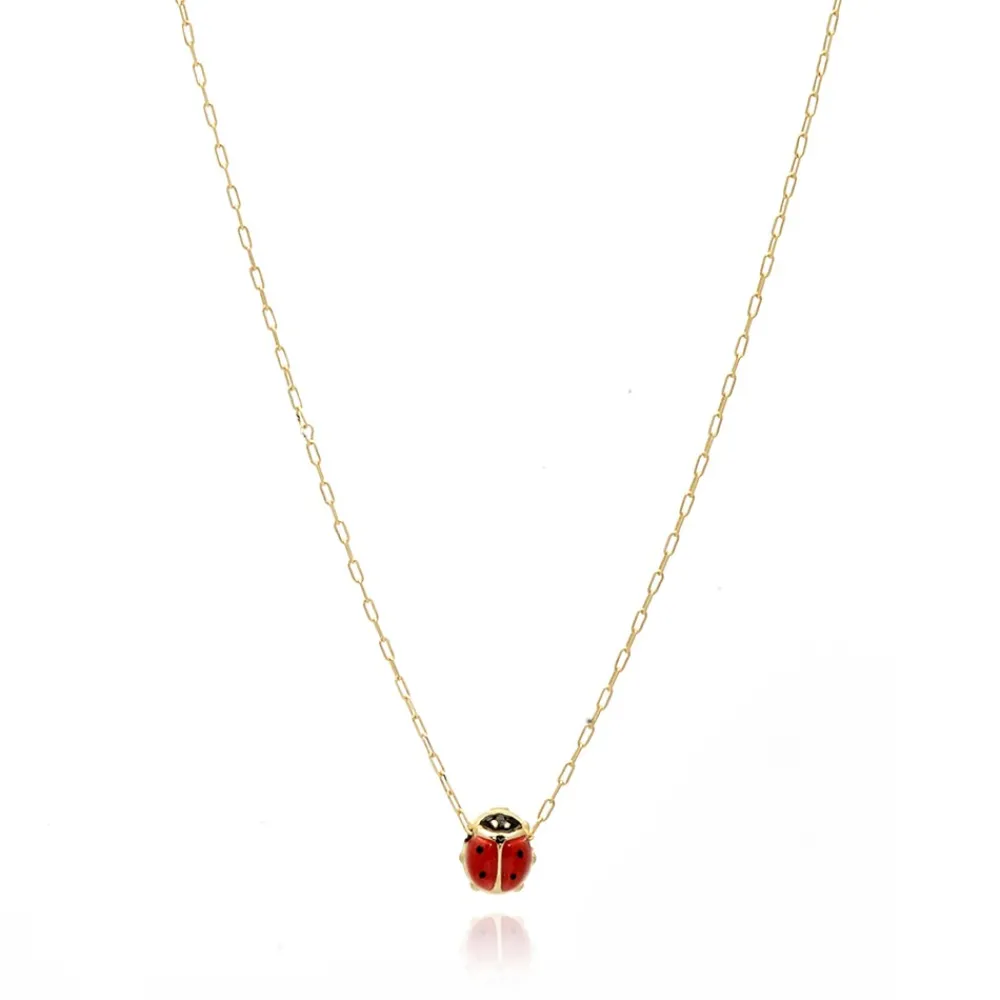 FACCO COLLANA  colore Giallo, smalto dipinto a mano da Maestri Orafi,?brevettato?e anallergico. Simbolo:  COCCINELLA "La fortuna arriva inaspettata"