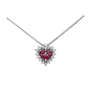 DONNA ORO COLLANA CUORE REGINA ORO BIANCO DIAMANTI RUBINIDHPR9130.004