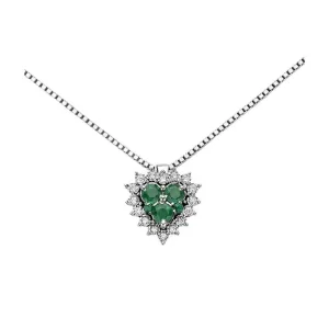 DONNA ORO COLLANA CUORE REGINA ORO BIANCO DIAMANTI SMERALDODHPE9130.004