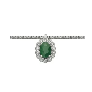 DONNA ORO COLLANA IN ORO BIANCO SMERALDO E DIAMANTI ref. DHPE9574.008