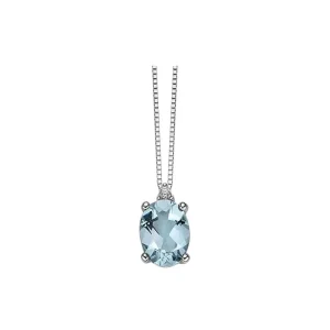 DONNA ORO COLLANA IN ORO BIANCO ACQUAMARINA OVALE E DIAMANTI ref. DHPA7180.002